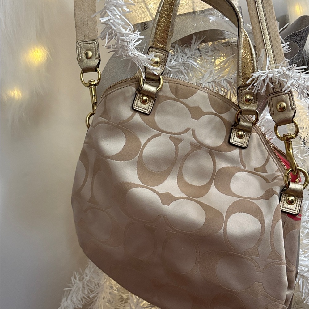 Coach Beige Handbag with Colorful Floral Accents - Picture 5 of 5